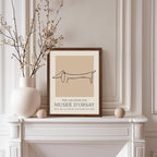 Poster Master Vintage Poster - Retro Minimalist Print - Gift for Artist, Housewarming - Dachshund Dog, Line Drawing, Abstract - Wall Decor for Living Room, Bedroom, 8x10 Brown Framed
