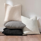 MIULEE Pack of 4 Decorative Textured Boucle Throw Pillow Covers 20x20 Inch Black White Accent Solid Pillow Cases Soft Couch Cushion Covers Modern Farmhouse Boho Chair Sofa Bed Livingroom Home Decor