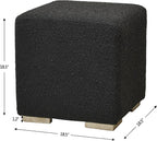 KINWELL 18.5" Wide Modern Square Boucle Upholstered Ottoman with Solid Wood Legs Set of 2, Cube Ottoman Multi-Functional Sofa Footrest, Extra Seating for Living Room, Bedroom, Fully Assembled (Black)