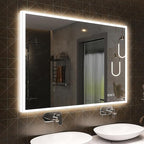SBAGNO LED Bathroom Mirror with Lights, 40''x28'' 3D Border Bathroom Vanity Wall Mirror with Bluetooth, Anti-Fog, Stepless Dimming, 3 Colors, Tempered Glass Lighted Vanity Mirror for Bathroom