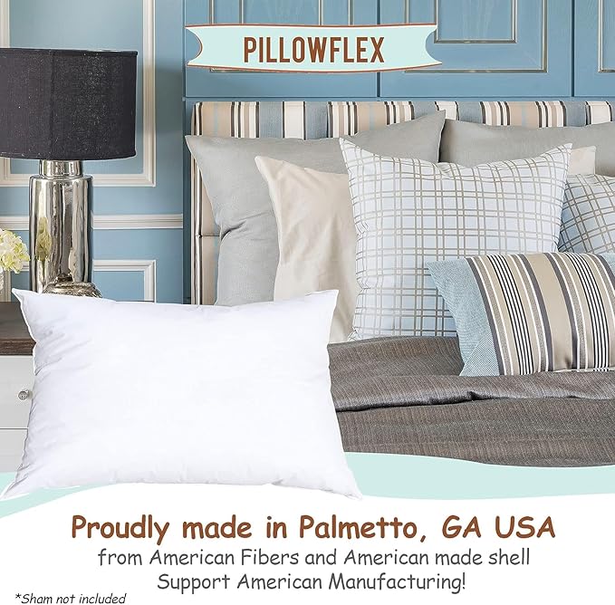 Pillowflex Synthetic Down Pillow Insert - 12x22 Down Alternative Pillow, Ultra Soft, Small Rectangle, Lumbar, Travel, Neck, Sleeping Pillow - 1 Decorative Pillow Form