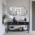 Suidia Irregular Wall Mirror, 40"x26" Bathroom Mirror Asymmetrical Mirrors Artistic Mirrors Decorative for Living Room Bedroom Bathroom Hallway Entryway, Black, Cloud Style