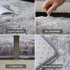 CAIYUECS Shag Area Rug,Indoor Ultra Soft Plush Rugs for Bedroom Living Room, Non-Skid Modern Nursery Faux Fur Rugs for Kids Room Home Decor (Tie-Dyed Light Gray, 4x6 Feet)