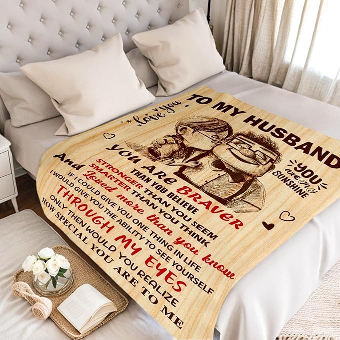 Birthday Gifts for Husband from Wife - Anniversary Wedding Gifts for Men - Romantic Love Present for Him - Christmas Fathers Valentines Day Birthday Gift Ideas for Husband - to My Man Blanket 60"x80"