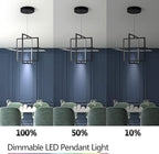 Modern LED Chandelier Led Pendant Light Square Contemporary Chandelier Hanging Light Dimmable for Living Room, Dining Room, Bedroom, Kitchen, Stydy Room 90W 6000K Cool Light (Black)