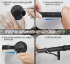 Curtain Rods for Windows 120 to 170, Heavy Duty Industrial Curtain Rods, Black Wrap Around Curtain Rod, Indoor/Outdoor Curtain Rod,1 Inch Adjustable Drapery Rods 144-170"