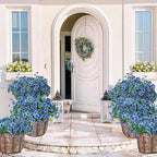 24 Bundles Artificial Flowers for Outdoors & Indoors – UV Resistant Faux Plastic Plants for Garden, Patio, Porch, Window Box, Home Decor – Lush & Vibrant Fake Flowers, Blue