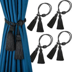 Curtain Tiebacks with Tassel,Modern Rope Window Curtain Ties Backs for Draperies, Outdoor Elegant Decorative Curtain Holdbacks 4 Pack