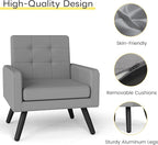 Kromax Mid-Century Modern Accent Chair for Living Room, 496 Lb. Weight Capacity, Dual Armrests, Comfy Extra Large Seat, Timeless Style Perfect for Reading & Relaxing, Light Grey