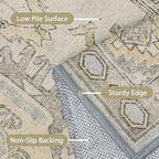 GENIMO Runner Rug 2x10 Machine Washable Non Slip Vintage Hallway Runner Rug, Low Pile Lightweight Rugs for Indoor Entryway, Hallway, Kitchen and Corridor, Antique Taupe