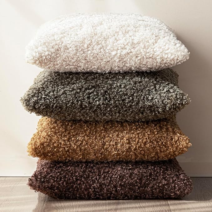 Foindtower 2 Pieces 18x18 Inch Red Brown, Faux Fur Throw Pillow Cover Accent Sherpa Furry Pillow Covers Fuzzy Soft Pillowcases Cozy Sheepskin Decorative Fleece Cushion Case for Bed Couch Living Room