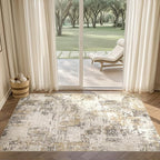 Tortania Washable 3x5 Area Rug - Modern Abstract Neutral Rugs Indoor Soft Thin Mat Non Slip Carpet for Entrance Front Door Living Room Bedroom Home Floor Decoration - Beige/Brown/Gray