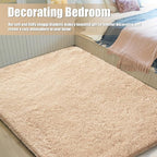 Ultra Soft Fluffy Area Rugs for Bedroom Living Room 10x14, Nursery Rug, Non-Slip Carpet for Kids Dorms Decor, Shaggy Bedside Rug, Beige