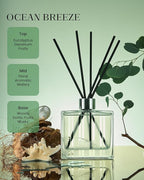 M&SENSE Reed Diffuser Set - 7.04oz Ocean Breeze Scent Diffusers with Sticks for Home, Oil Fragrance with Sticks, Shelf Decor for Bedroom Bathroom Office