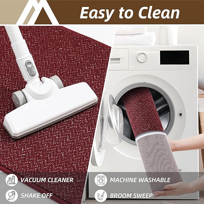 COSY HOMEER-Door-Mat 36"x60" Non Slip Absorbent Entryway Rugs Dirt Trapper Doormats Washable Entrance Mats Low Pile Welcome Floor Mat for Front Back Door and Entry Mats,Red