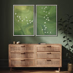 SIGNFORD Framed Canvas Print Wall Art Set Green Swirl Abstract White Birds Illustration Modern Art Decorative Nordic Nature for Living Room, Bedroom, Office - 16"x24"x2 White