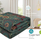 Boho Throw Blanket for Bed - 100% Pure Cotton Ultra Soft Rustic Quilt - Farmhouse Decor Bed Blankets, All Season Rustic Throw for Sofa Couch Chair(80''x 90'', Floral)