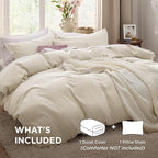 Bedsure Oat Milk Duvet Cover Twin/Twin XL Size - 2 Pieces Prewashed Cotton-Like Extra Soft Bedding Set, Includes 1 Twin Duvet Cover 68x90 Inches with Zipper Closure & 1 Pillow Sham, No Comforter