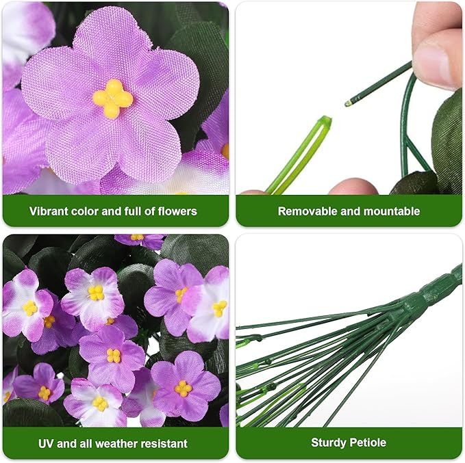 Artificial Fake Hanging Flowers Plants for Outdoor Outside Fall Decor, 2 PCS Faux Silk Daisy Mums Vines UV Resistant Realistic for Home Porch Balcony Planter Decoration (Light Fuchsia and Fuchsia)