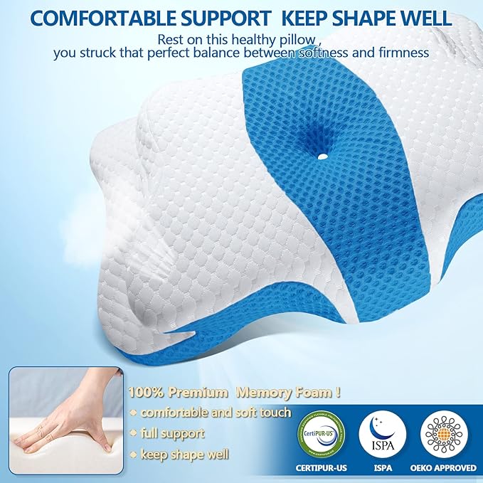 5X Pain Relief Cervical Pillow for Neck and Shoulder Support,Hollow Design Cervical Memory Foam Pillows, Orthopedic Ergonomic Neck Pillow,Contour Bed Pillow for Side,Back,Stomach Sleeper…