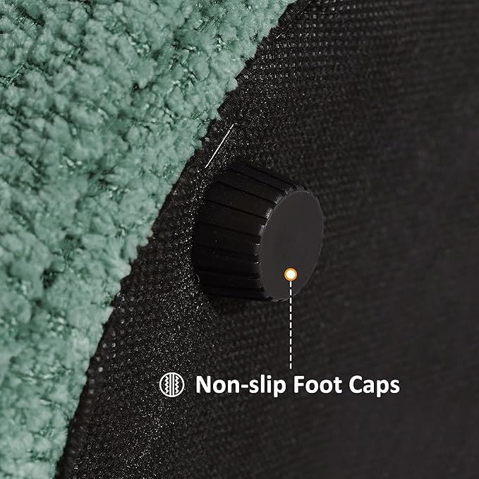 VANOMi Multi-Functional Boucle Ottoman, Vanity Stool Chair, Sturdy Wooden Footstool, Suitable for Living Room, Bedroom, and Entryway, Without Installation, Green