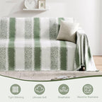 Couch Cover Boho for Dogs Washable Green Couch Covers for 2 Cushion Couch, Chenille Sectional Couch Covers L Shape Sofa Cover, Furniture Protector for Kids, Pets, Green 71" X134"