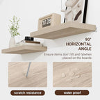 24 Inch Floating Shelves, 3D Textured Wood Grain, 24"x9.25"x1.5" Inch Deep Floating Shelves for Wall, Wooden Shelves for Bathroom, Bedroom, Living Room, Vintage White Oak, 2 Pieces