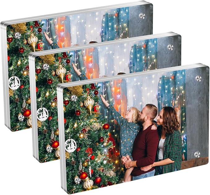 Acrylic Magnetic Photo Frame, 3x5 Inch Double-sided Magnetic Photo Frame, Tabletop Frameless Postcard Display (3-Pack)