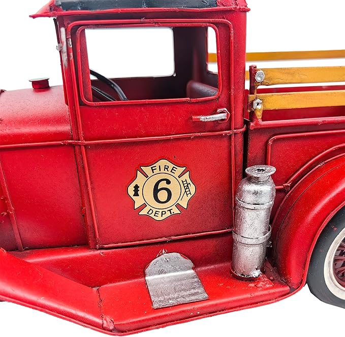 12'' Iron Classic Red Truck Pick-up Model Collectible Vehicle Decoration, Metal Christmas Decor, Unique Blend of Vintage, Rustic, Farmhouse Truck for Table Top (B)