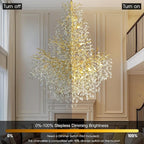H65'' Gold Tree Branch Crystal High Ceilings Chandeliers, 27-Lights Modern K9 Crystal Staircase Chandeliers, D48'' Foyer Chandelier for High Ceiling, Luxury Large Living Room Chandelier