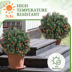 Yunlly Set of 2 Artificial Boxwood Topiary Ball Tree Fake Bushes Shrubs Outdoor Faux Plant with Ground Spike Flowers UV Resistance Greenery for Front Porch Garden Patio Indoor(Orange,27x18inch)