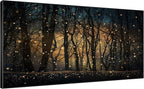 SIGNWIN 36"x72" Extra Large Framed Wall Art Magical Firefly Night Forest, Enchanted Woodland Scene for Home Living Room Bedroom Decor (Frame Assembly Required)