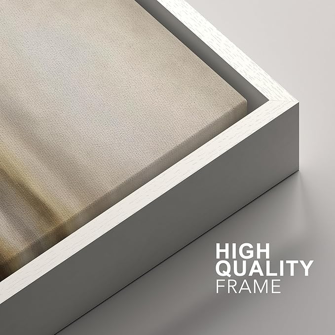 SIGNFORD Framed Canvas Print Wall Art Set Abstract Neutral Landscape Modern Beige and Brown Illustration Modern Art Decorative Nordic Nature for Living Room, Bedroom, Office - 16"x24"x2 White