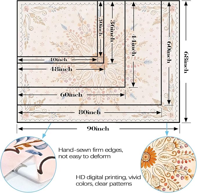 Fowocu Boho Floral Mandala Tapestry for Bedroom Aesthetic Watercolor Bohemian Flower Wall Tapestry Brown Beige Hippie Indian Large Tapestries Wall Hanging for Living Room Dorm Decor 80 x 60 Inch