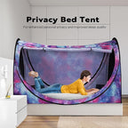 VIVOHOME Pop-Up Bed Tent Twin Size, Privacy Bed Canopy with 4 Doors and Mosquito Mesh, Breathable Sleeping Tent with Light Starry Sky Pattern for Kids and Adults