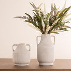 Mitt&Ditt Ceramic Flower Vase with Handles, 8 inch Tall Off-White Vase, Decorative Terracotta Vases, Farmhouse Rustic Pottery Vases for Home Decor, Living Room, Table