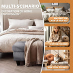 Ottoman Rectangular Storage Ottoman Bench, Flannel Footrest Stool Footstool with Lid for Living Room, Bedroom, Entryway, Gray, 28.5"x19"x17.5"