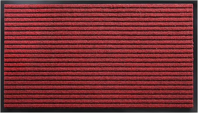 Yimobra Front Door Mat Outdoor Indoor Entrance, 100% Waterproof All-Season All Weather Doormat, Welcome Matt Outside Entry, Non Slip, Low Profile, Heavy Duty Patio Porch Floor Mats,47 x 24,Black Red