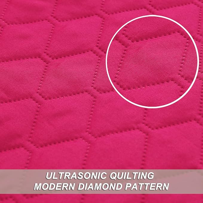 Exclusivo Mezcla Reversible King Size Quilt Bedding Set with Pillow Shams, Lightweight Quilts King Size, Soft Bedspreads Bed Coverlets for All Seasons - (Hot Pink, 104"x96")