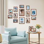 Vittanly 15 Pack Picture Frames Collage Wall Decor, Multi Sizes Including 3pcs 8x10, 6pcs 5x7 and 6pcs 4x6 Photo Frames, Gallery Frame Set for Wall or Tabletop Display, Walnut Brown