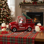 Snowman Christmas Snow Globes Red Truck Carrying Christmas Tree Water Lantern, 8 Christmas Music, Holiday Decorations Gifts for Family, Children or Friends