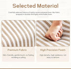 HUIMO Linen Fabric Accent Chair, Mid-Century Modern Armchair with Solid Wood Legs, Single Sofa Chair,Upholstered Reading Club Chair (1, Brown and White Stripe)