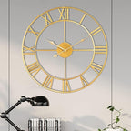 1st owned Large Wall Clock for Living Room Decor Silent Non-Ticking Decorative Wall Clock Roman Numerals Vintage Battery Operated for Kitchen Farmhouse Cafe Office Decor (Gold, 32 Inches)