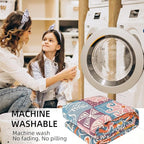 Boho Throw Blanket for Bed - 100% Pure Cotton Ultra Soft Rustic Quilt - Farmhouse Decor Bed Blankets, All Season Rustic Throw for Sofa Couch Chair(80''x 90'', Art Squares)