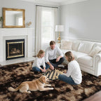 Fluffy Rug Shaggy Area Rug, Mottling Brown 9x12 Area Rugs for Living Room, Large Shag Area Rugs for Bedroom Kids Room Home Decor, Upgrade Anti-Skid Rectangular Fuzzy Rugs