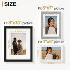 Vittanly 15 Pack Picture Frames Collage Wall Decor, Multi Sizes Including 3pcs 8x10, 6pcs 5x7 and 6pcs 4x6 Photo Frames, Gallery Frame Set for Wall or Tabletop Display, Black, Grey and White