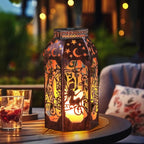 Solar Lanterns Outdoor Hanging Metal Bronze Moon Fairy Lantern, 1 Pack Waterproof Flickering Flameless Candle Mission Lights for Table,Pathway,Garden Gifts for Women, Mothers' Day Gift