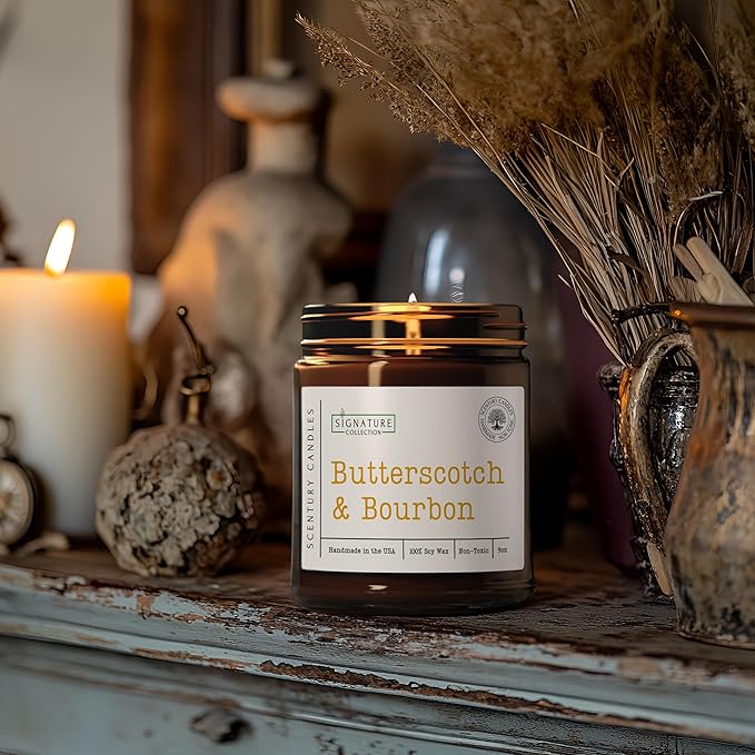 Butterscotch & Bourbon Scented Candle, Many Scents to Choose from, All Natural Non-Toxic Soy Wax, Handmade in The USA (Butterscotch & Bourbon)