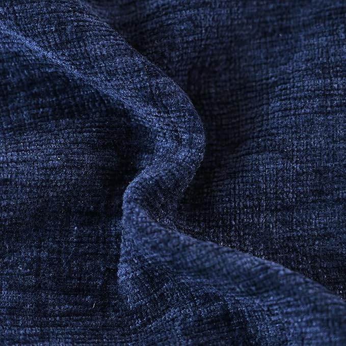 CaliTime Throw Pillow Covers Decorative 12 X 20 Inches Pack of 2 Cozy Chenille Cushion Cases for Couch Sofa Bed Living Room Home Navy Blue