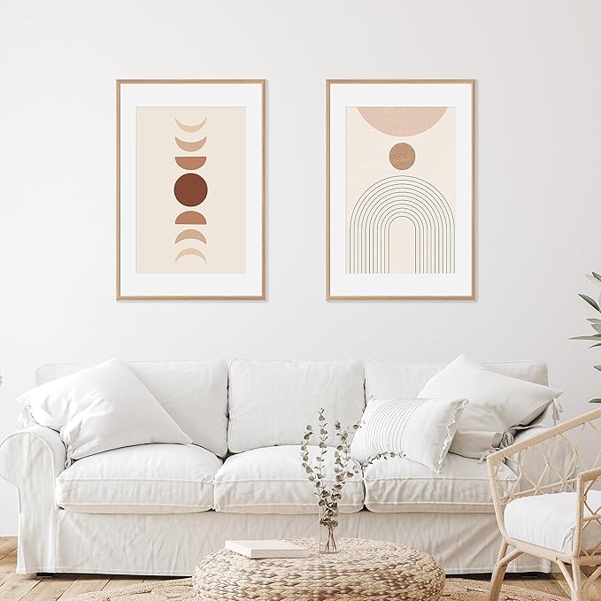 20x30 Poster Frame Set of 2 Natural Solid Oak Photo Frames with 16x24 Removable Mat Wall Hanging Large Handcrafted Frame with HD Plexiglass Wall and Tabletop Display Large Picture Frame